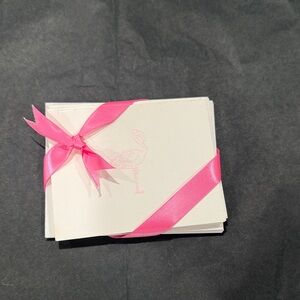 Elegant Flamingo Notecards with Pink Ribbon